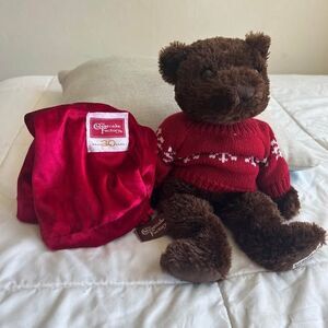 Collectible Cheesecake Factory Signature Holiday Brown Bear Plush Stuffed Animal